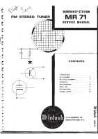 McIntosh MR-71 - Service manual
